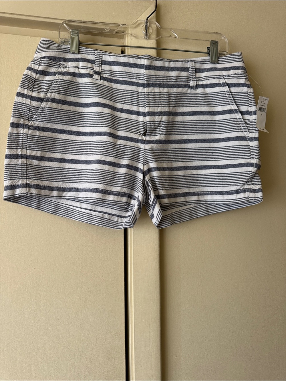 GAP Women's White and Navy Striped Shorts